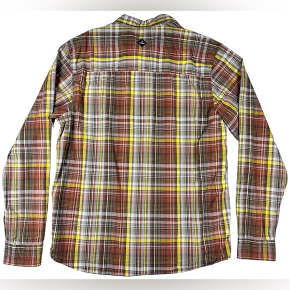 Prana Casual Long Sleeve Button Down Red Yellow Brown Vintage Large - Picture 7 of 10